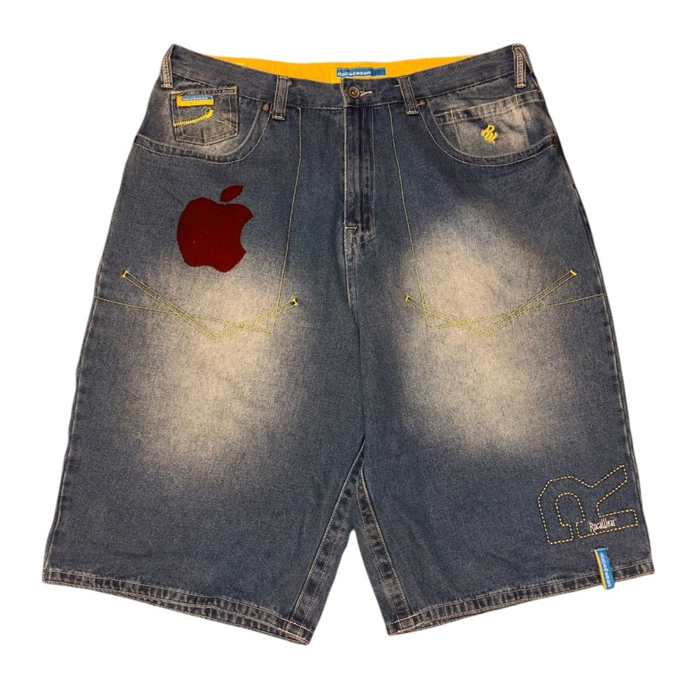 Rocawear Apple Logo Denim Shorts Size 38
